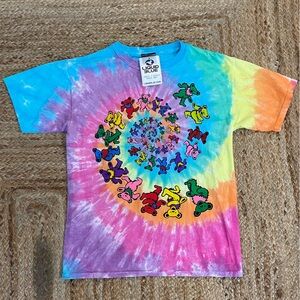 DEADSTOCK / NWT 1995 Grateful Dead Bear Spiral Tie Dye T-Shirt Liquid Blue